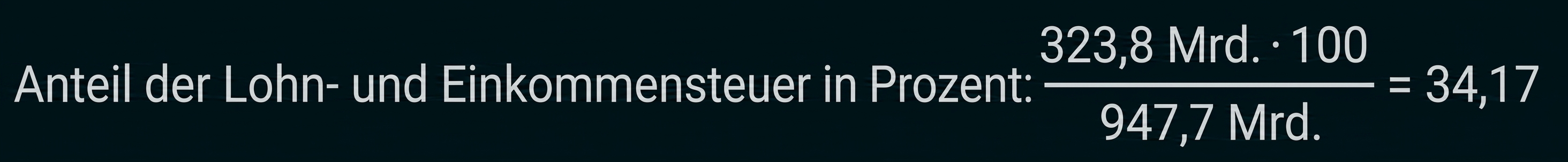 Berechnung des Anteils der Lohn- und Einkommensteuer in Prozent